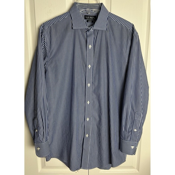 Lauren Ralph Lauren Other - Lauren Ralph Lauren Mens Dress Shirt Size 16 1/2  32/33 Slim Fit Blue Stripe F18